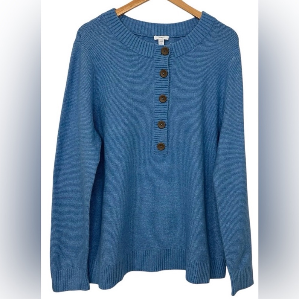 Teal Blue Button-Up Sweater